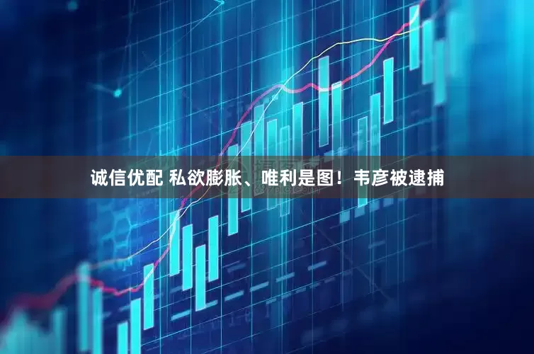 诚信优配 私欲膨胀、唯利是图！韦彦被逮捕